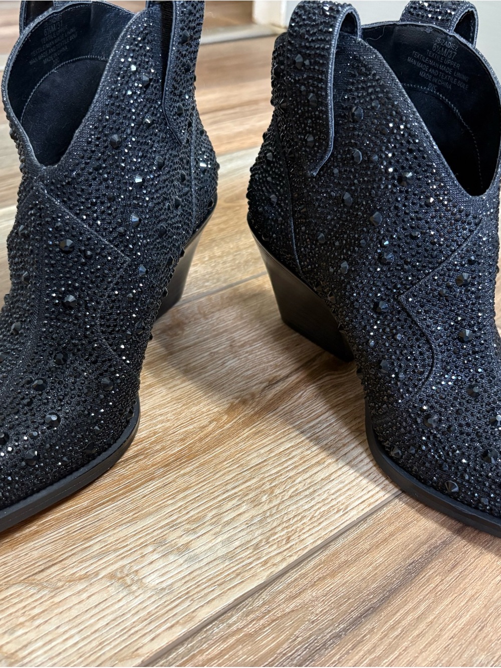 Jessica Simpson Black Embellished Western Ankle Booties